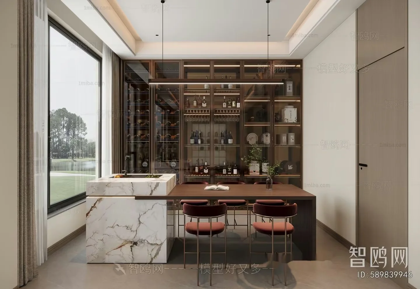 Modern Wine Bar 3D Model – 17106 – VRAY Render