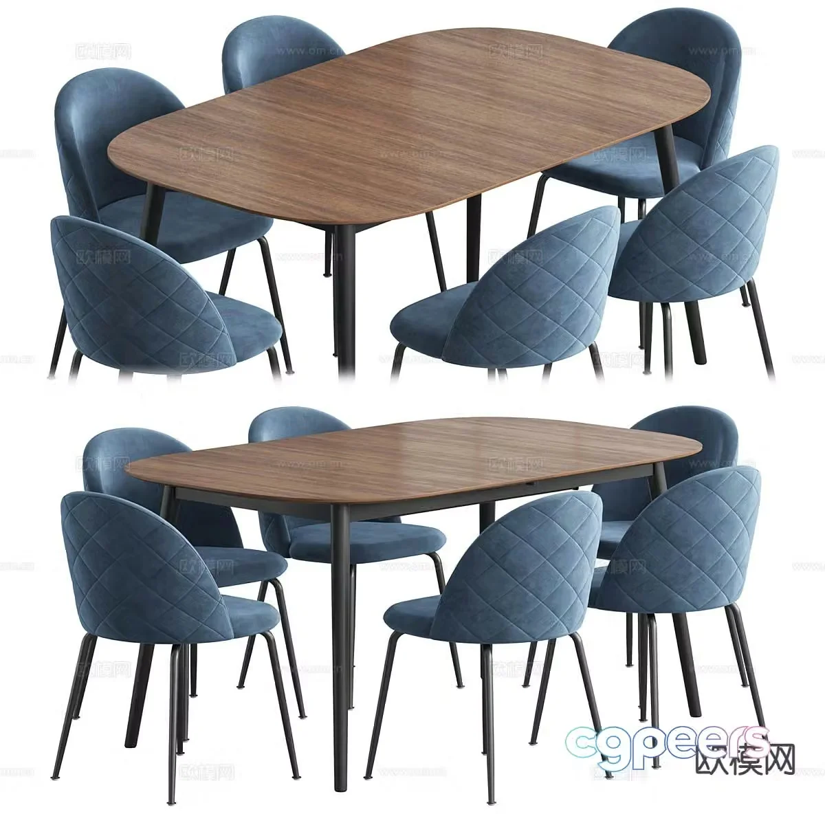 Modern dining table and chairs 3d model