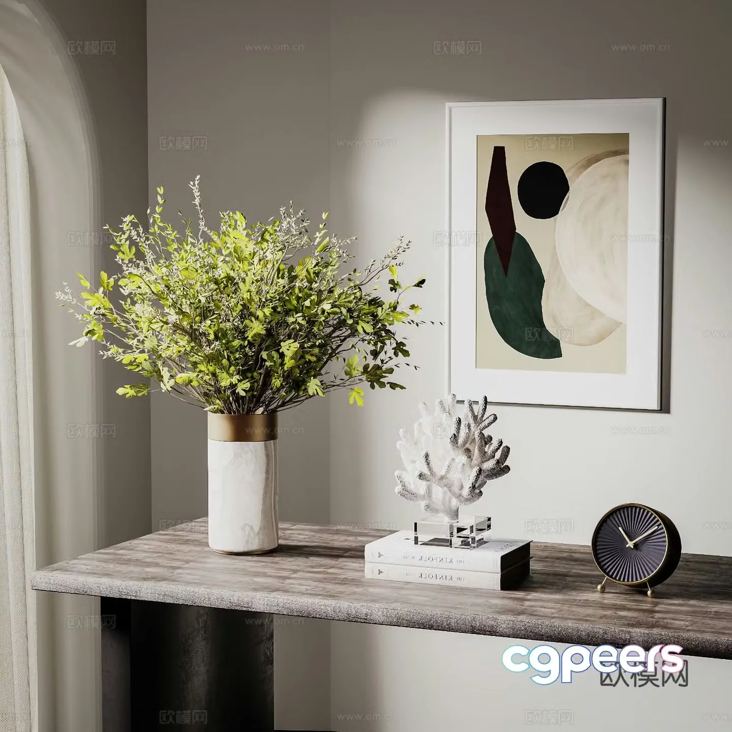 Modern vase flower art ornament combination simple European jewelry ornament 3D model