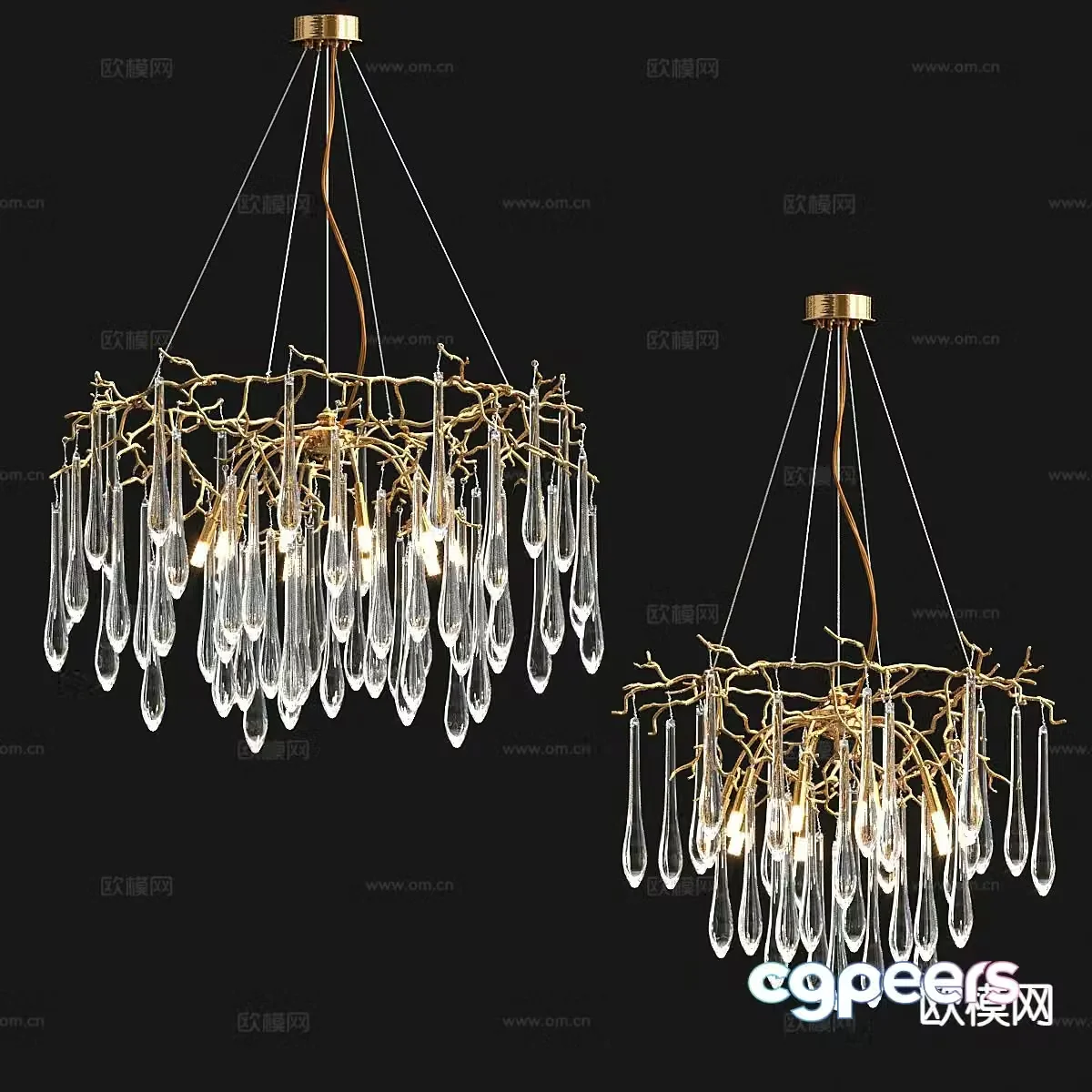 Light luxury chandelier crystal chandelier 3d model