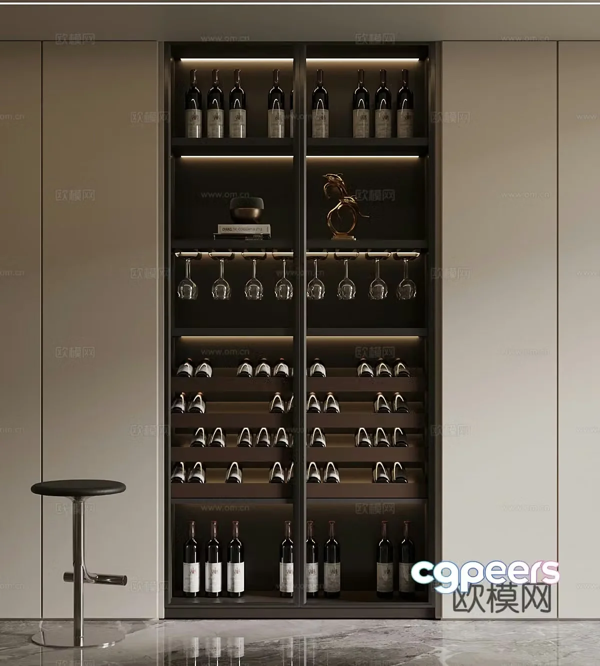 017 Wine Cabinet Modern Wine Cabinet 3D Model