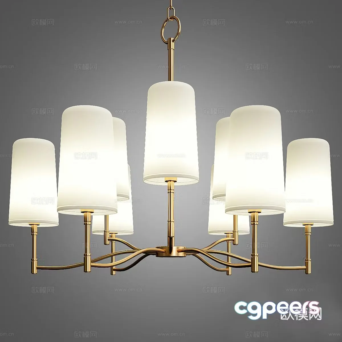 Temple 6 lights brass chandelier 3d model