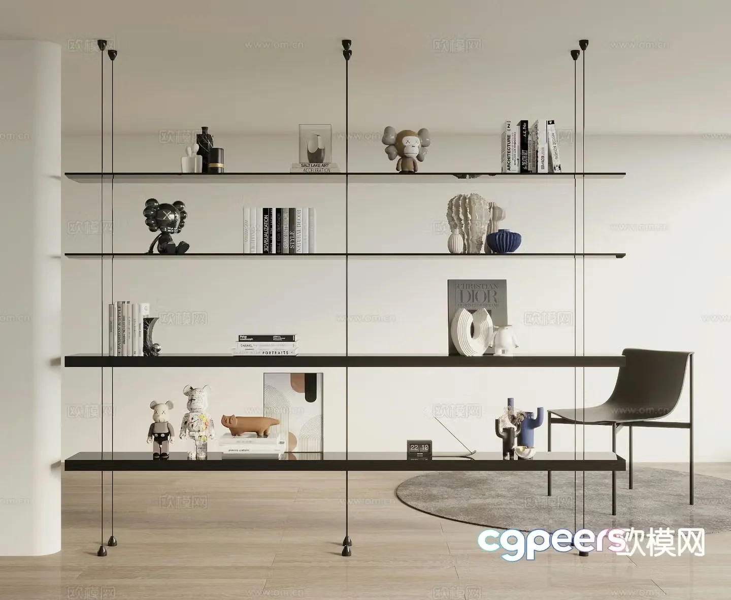 Modern bookshelf shelf 3d model