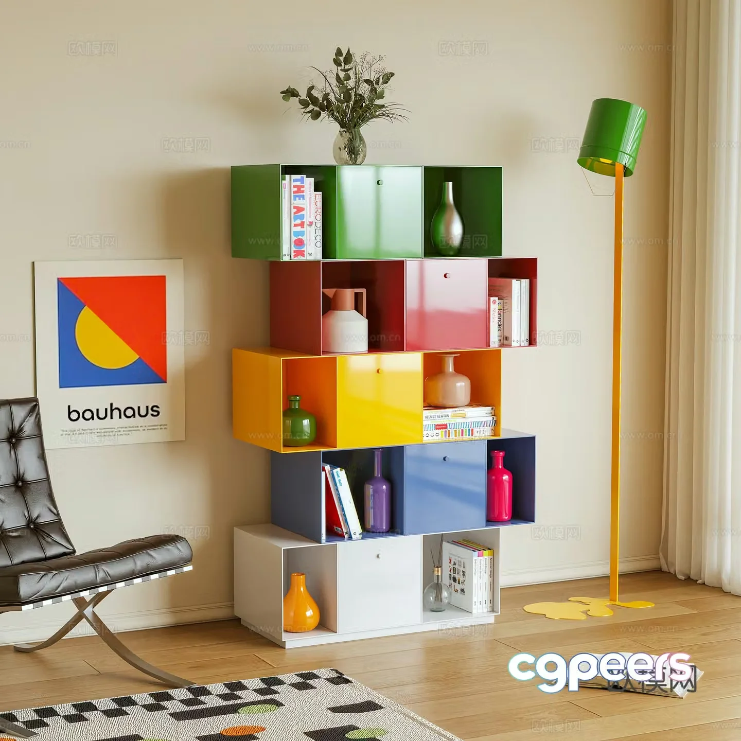 Modern bookcases storage cabinets high cabinets dopamine 3D model