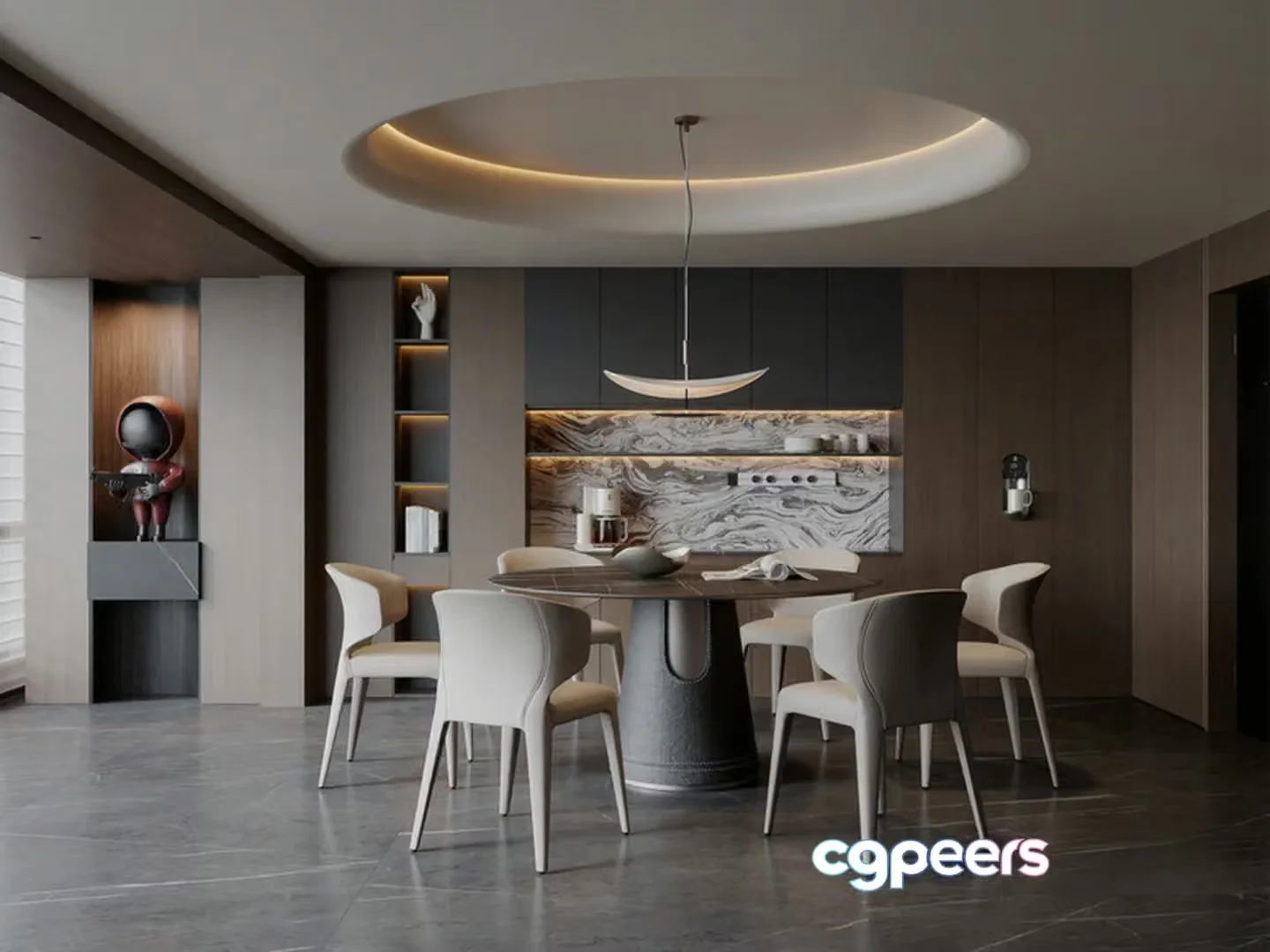Modern Dining Room 3D Model – 1201 – VRAY Render