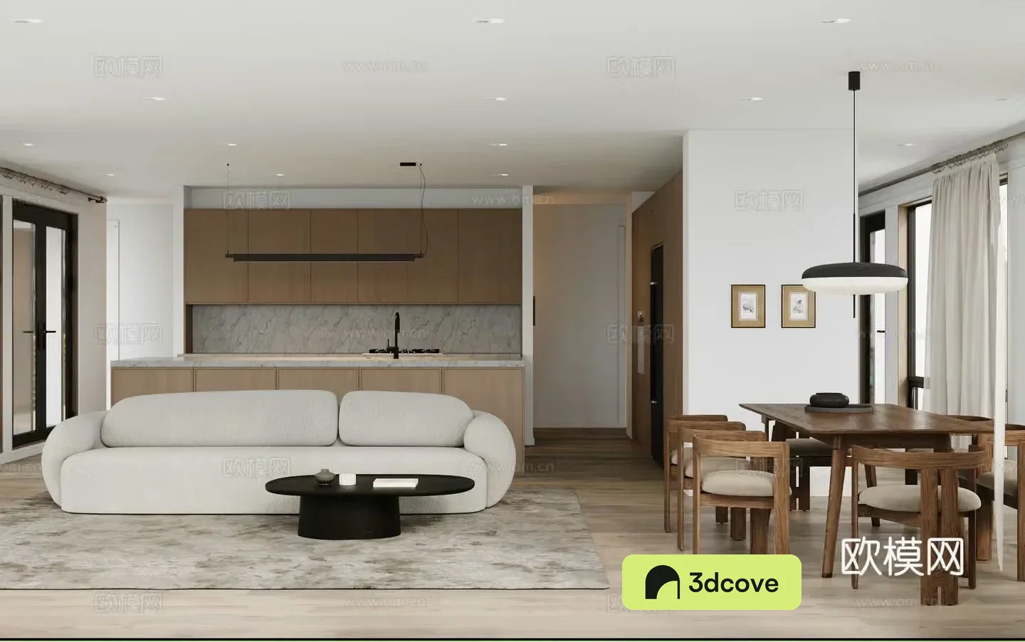Modern living and dining room
