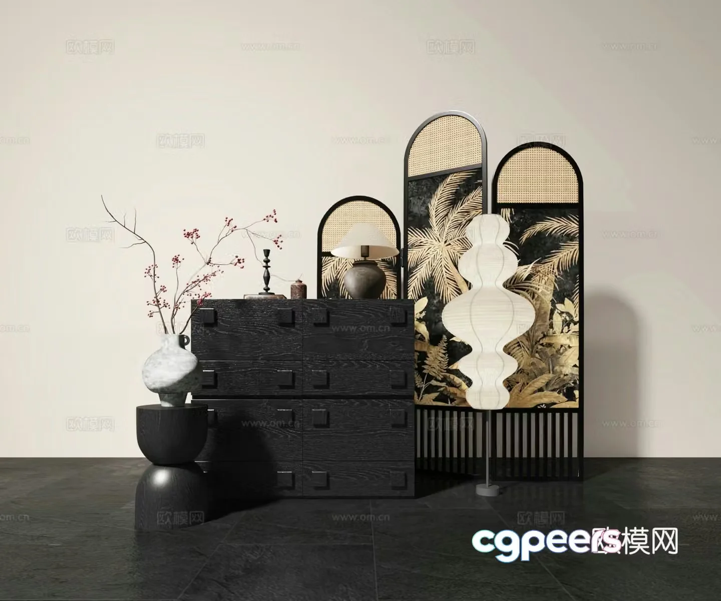 Chinese soft furnishing combination 3D model