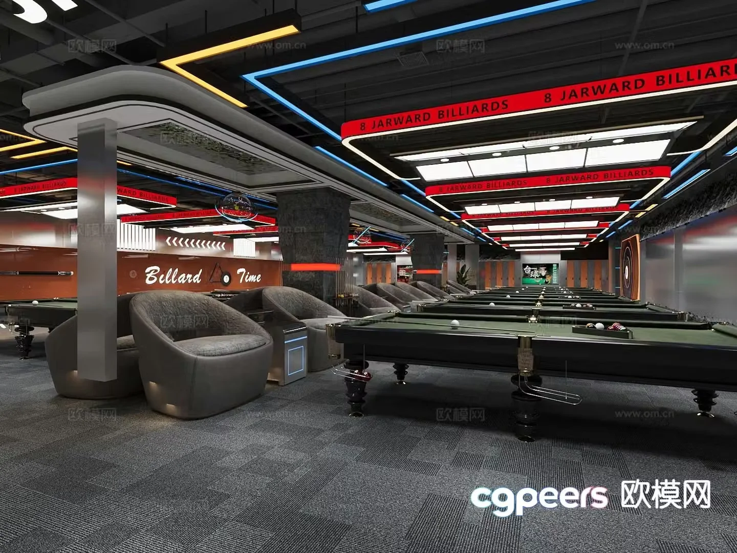Industrial wind billiard room billiard hall 3d model