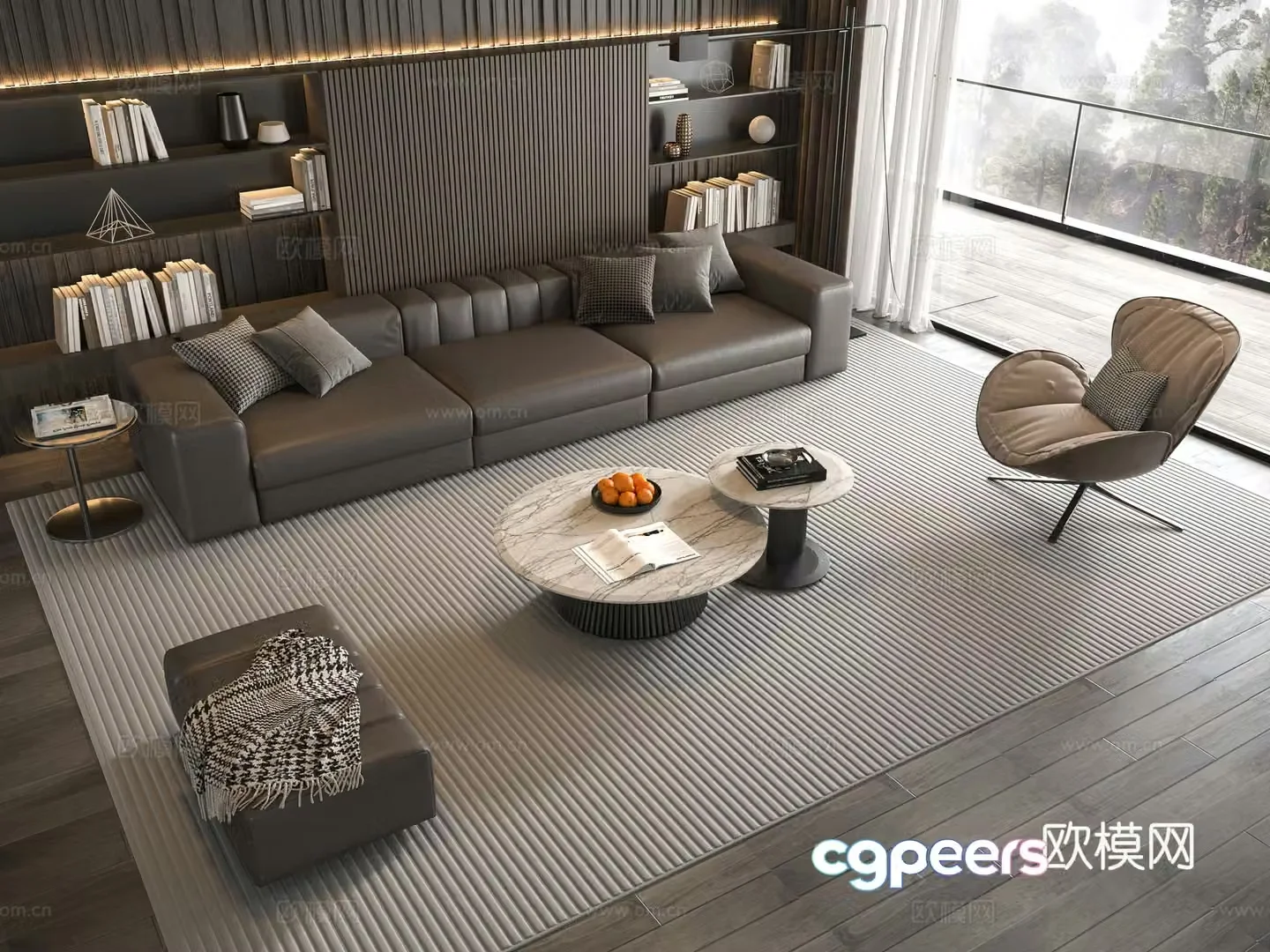 Minotti modern Italian sofa coffee table combination 3D model