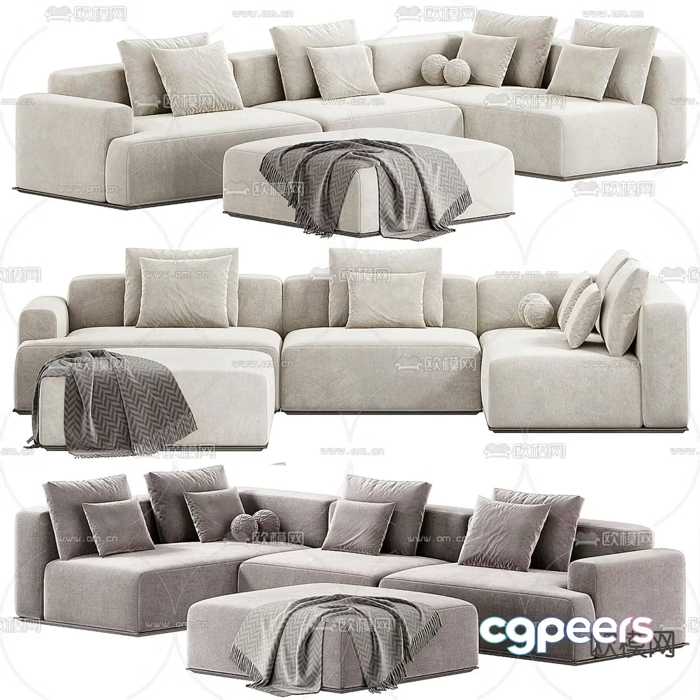 kookudesign multi-person sofa corner sofa 3d model
