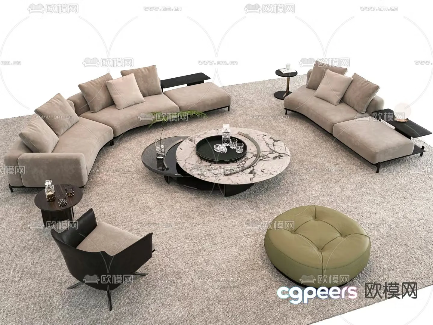 Modern sofa coffee table 3d model