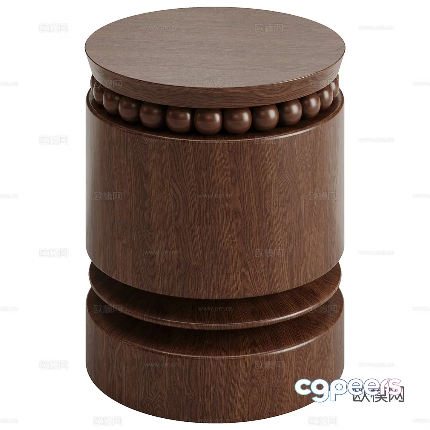 Wooden sofa stool low stool round stool 3d model