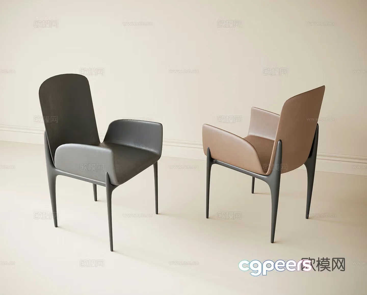 Modern single chair dining chair 3d model