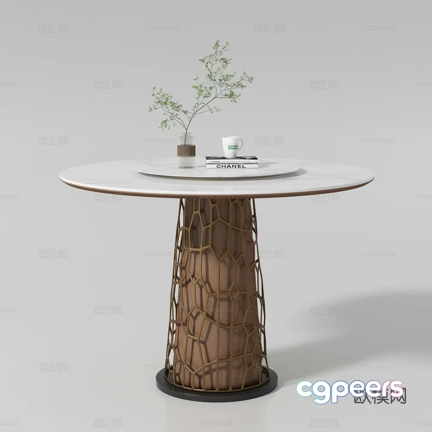 Modern round dining table 3d model