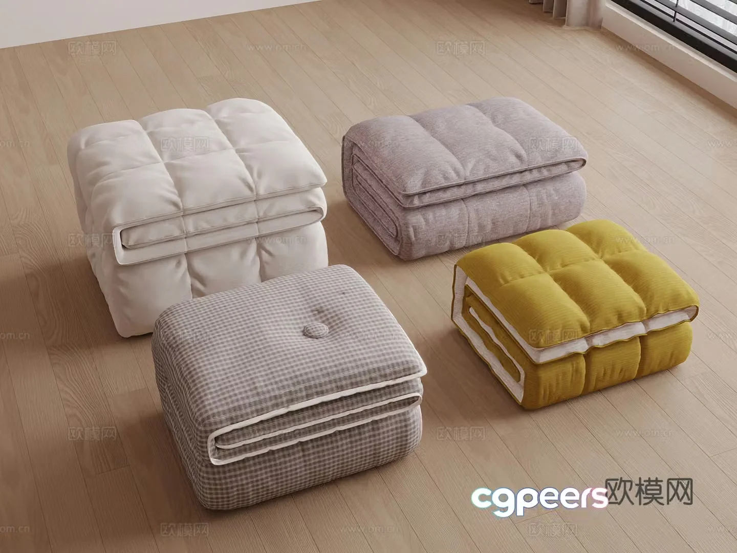 Modern bedding quilt 3d model