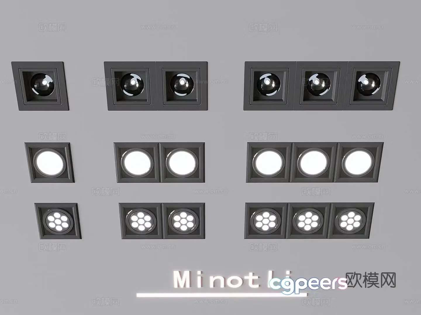 Grille downlight spotlight 3d model
