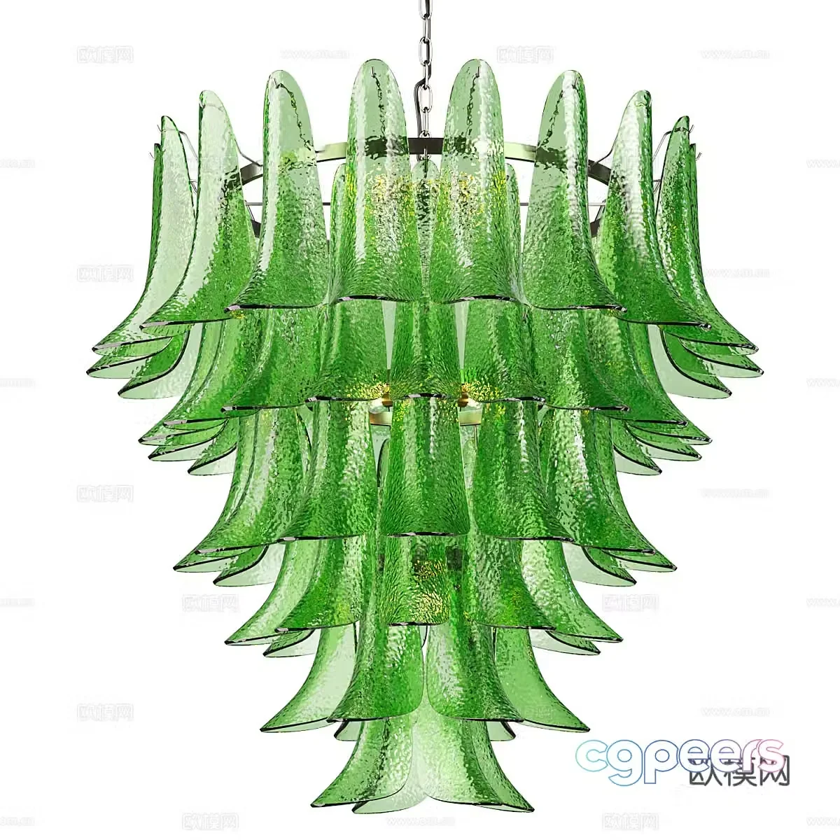 New Chinese style light luxury glass feather chandelier 3D model