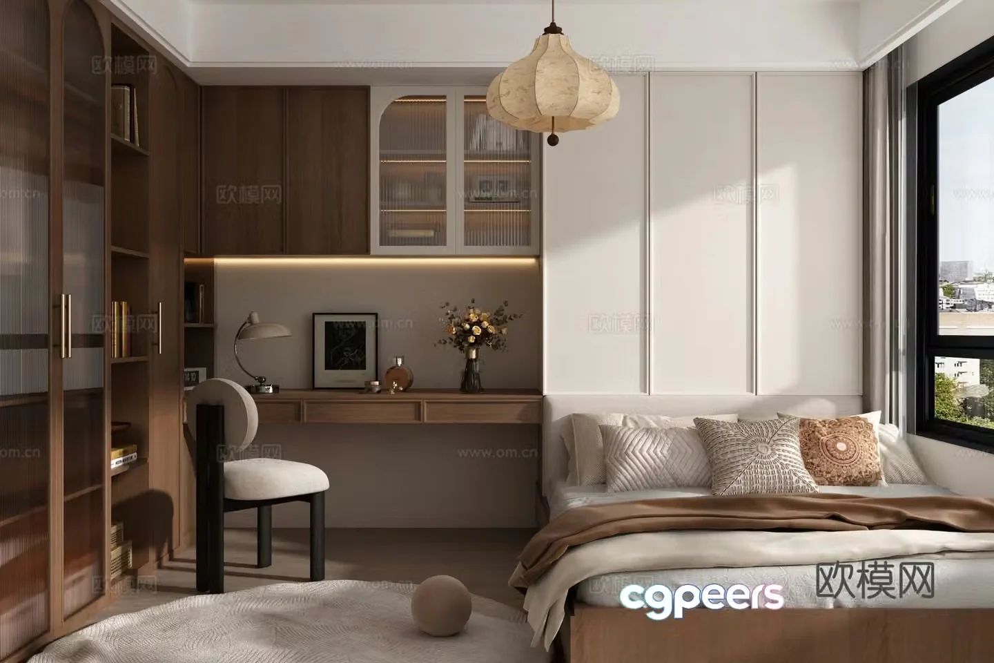 French retro tatami bedroom 3d model 3d model