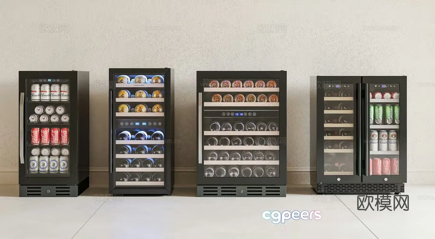 Modern wine cabinet constant temperature wine cabinet built-in wine cabinet refrigerated cabinet beverage cabinet 3D model