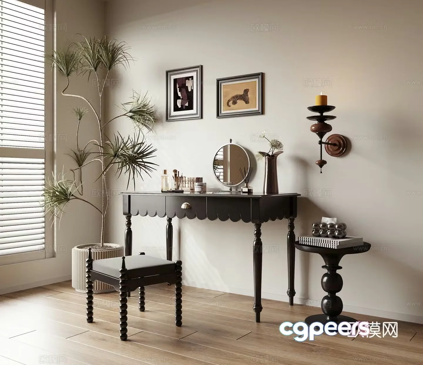 Dressing table cosmetics ornaments 3d model