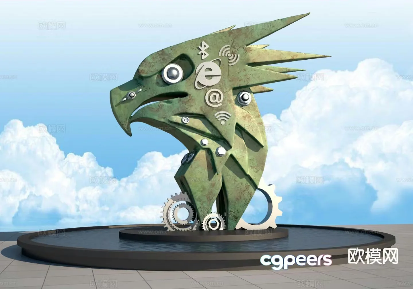 Eagle head sculpture landscape sculpture 3d model