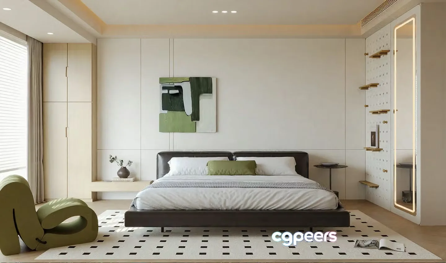 Modern Minimalist Bedroom 3D Model – 4511 – CORONA Render
