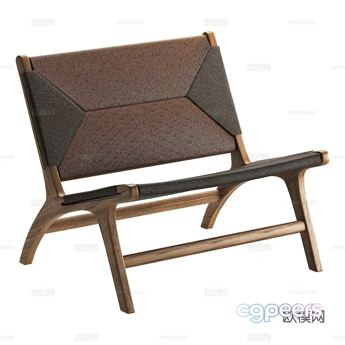 New Chinese style Wasabi GRANT black teak lounge chair 3D model