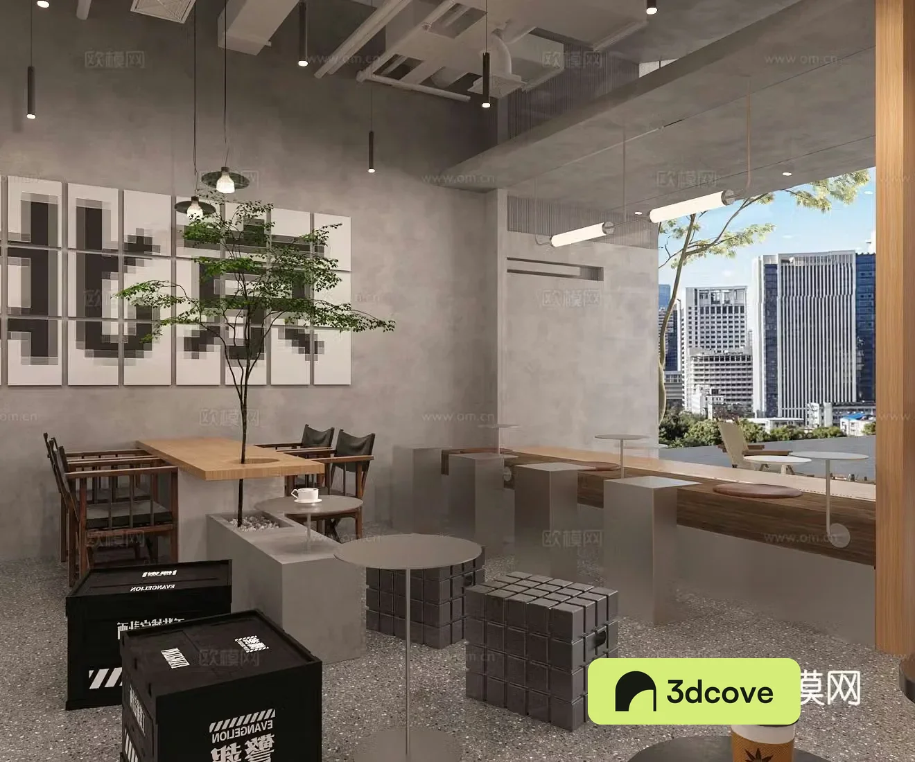 Industrial style cafe