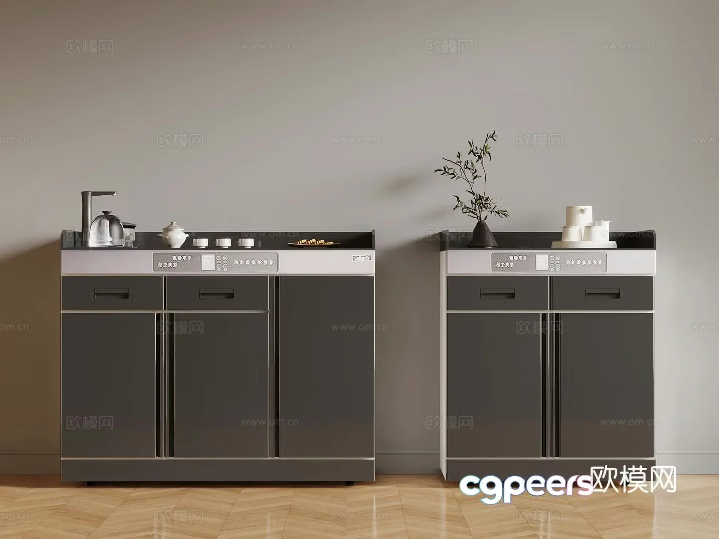 Modern disinfection cabinet tea bar machine tea set 3D model