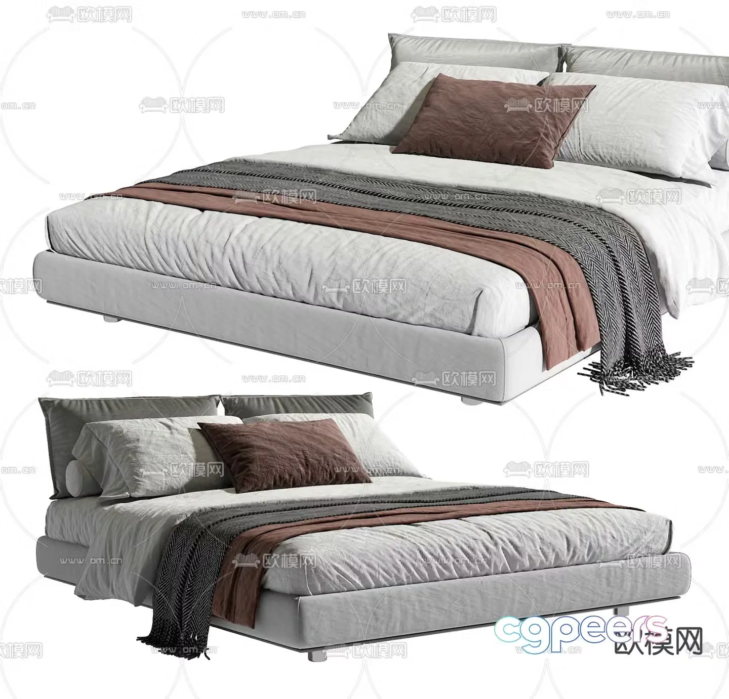 Modern double bed 3d model