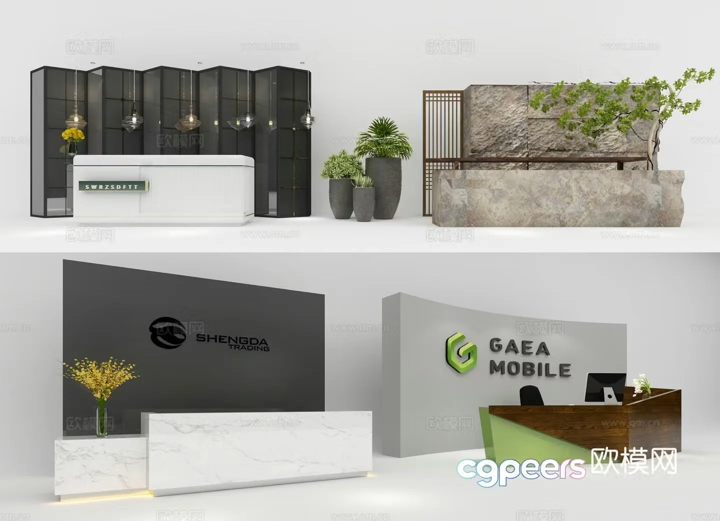 Front desk reception desk information desk 3d model