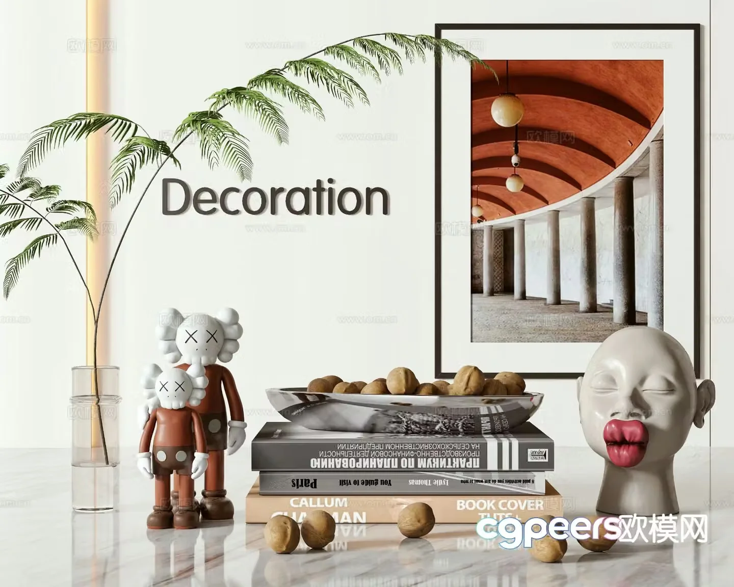 Modern jewelry ornaments books sculpture 3d model