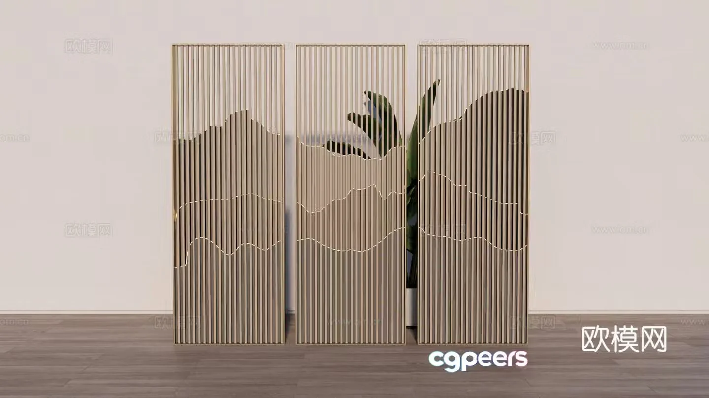 New Chinese grille screen partition 3D model