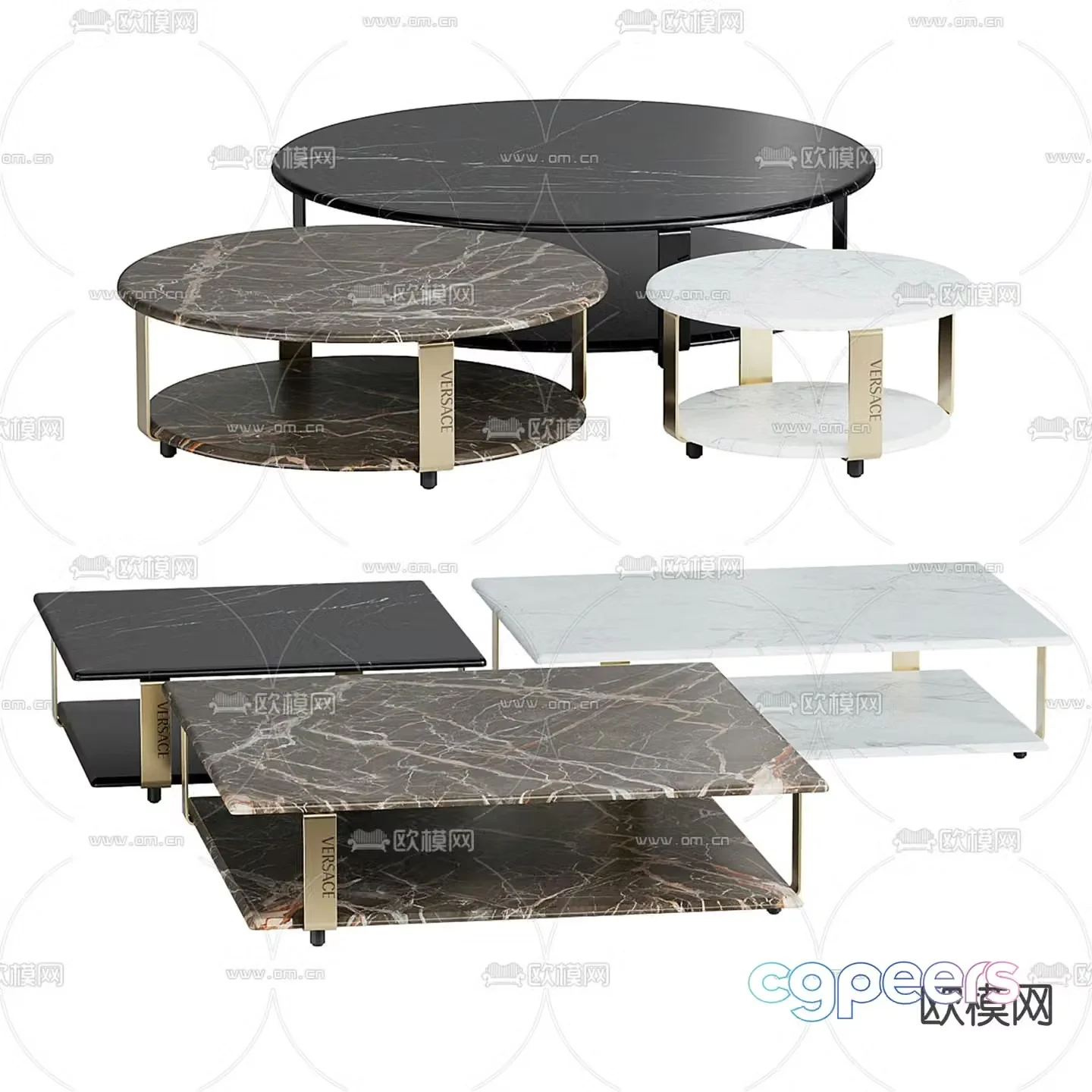 VERSACE modern marble coffee table 3d model