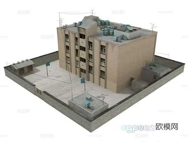 Modern school exterior 3d model