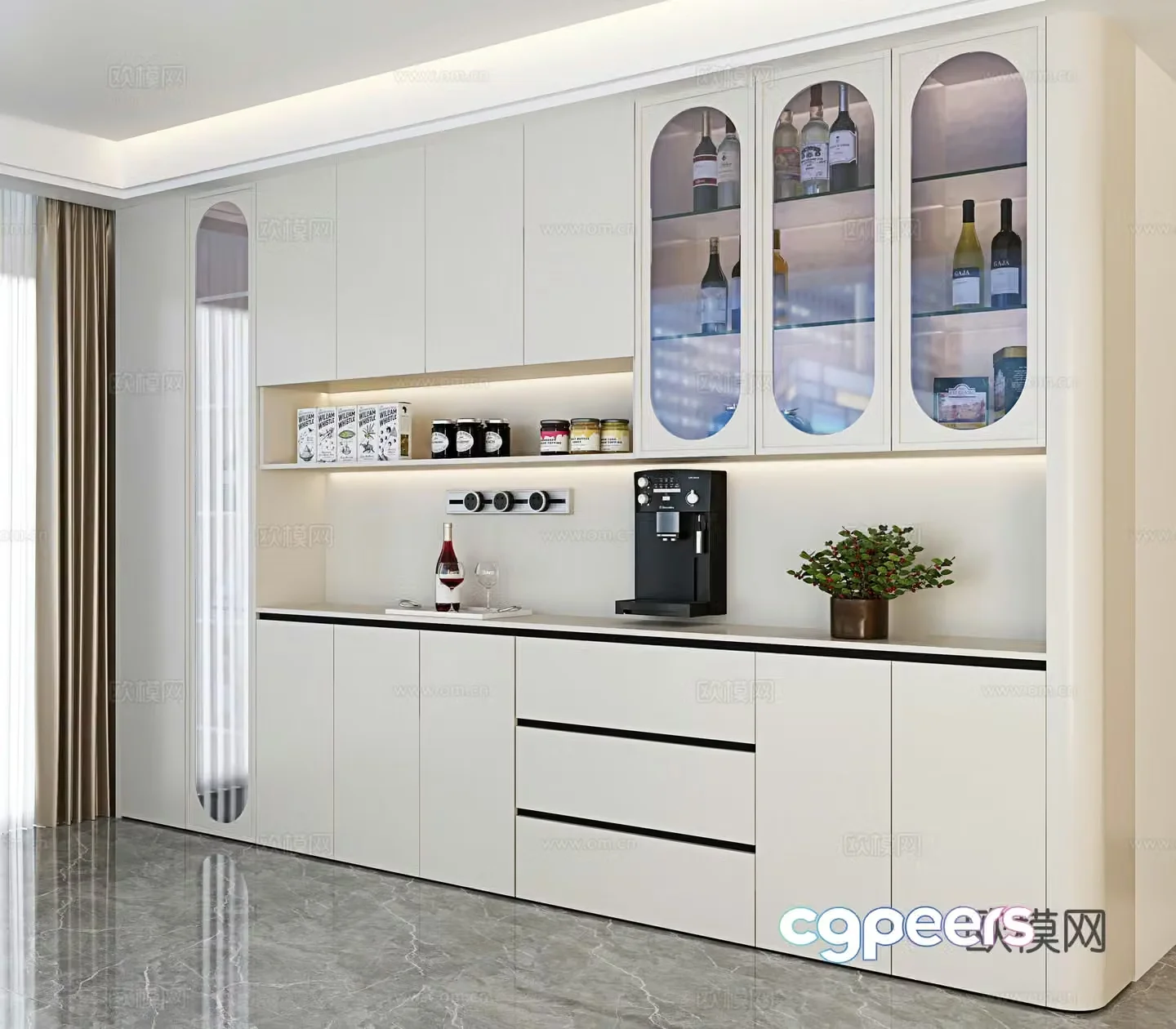 Modern sideboard wine cabinet 3d model