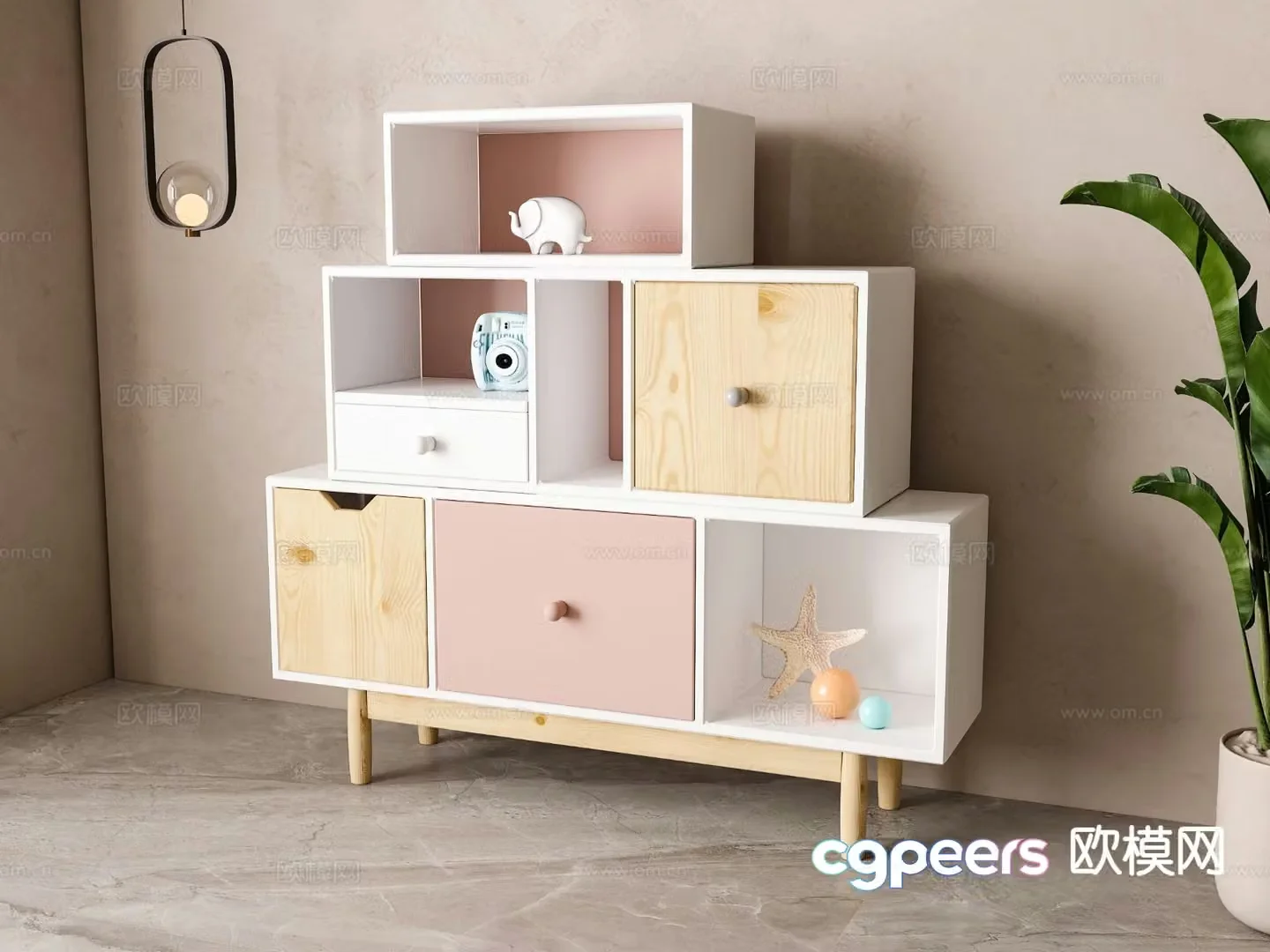 Simple European children’s decorative cabinet 3D model