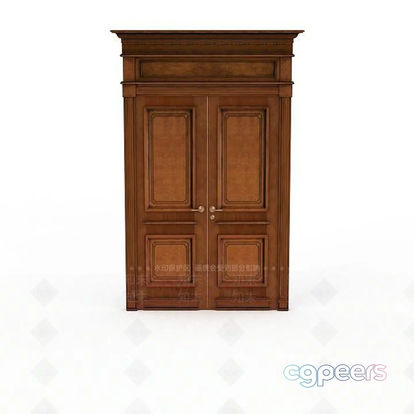 A Wooden Door With A Decorative Design 3D Model – 5486 – VRAY Render
