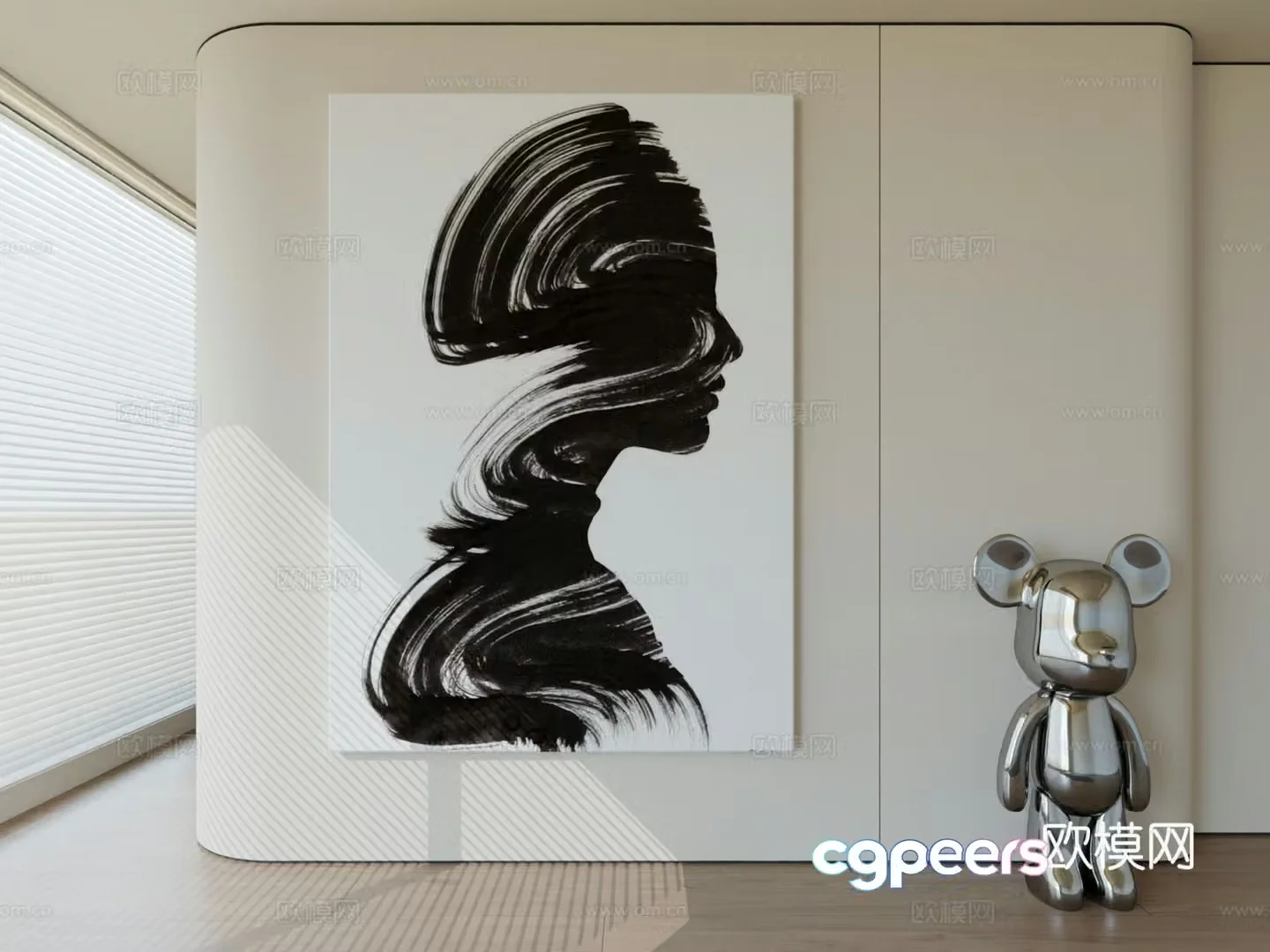 Modern minimalist hanging painting abstract art hanging painting 3d model