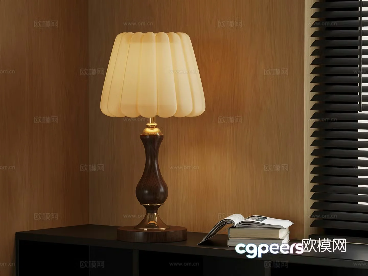 French medieval style table lamp book 3d model