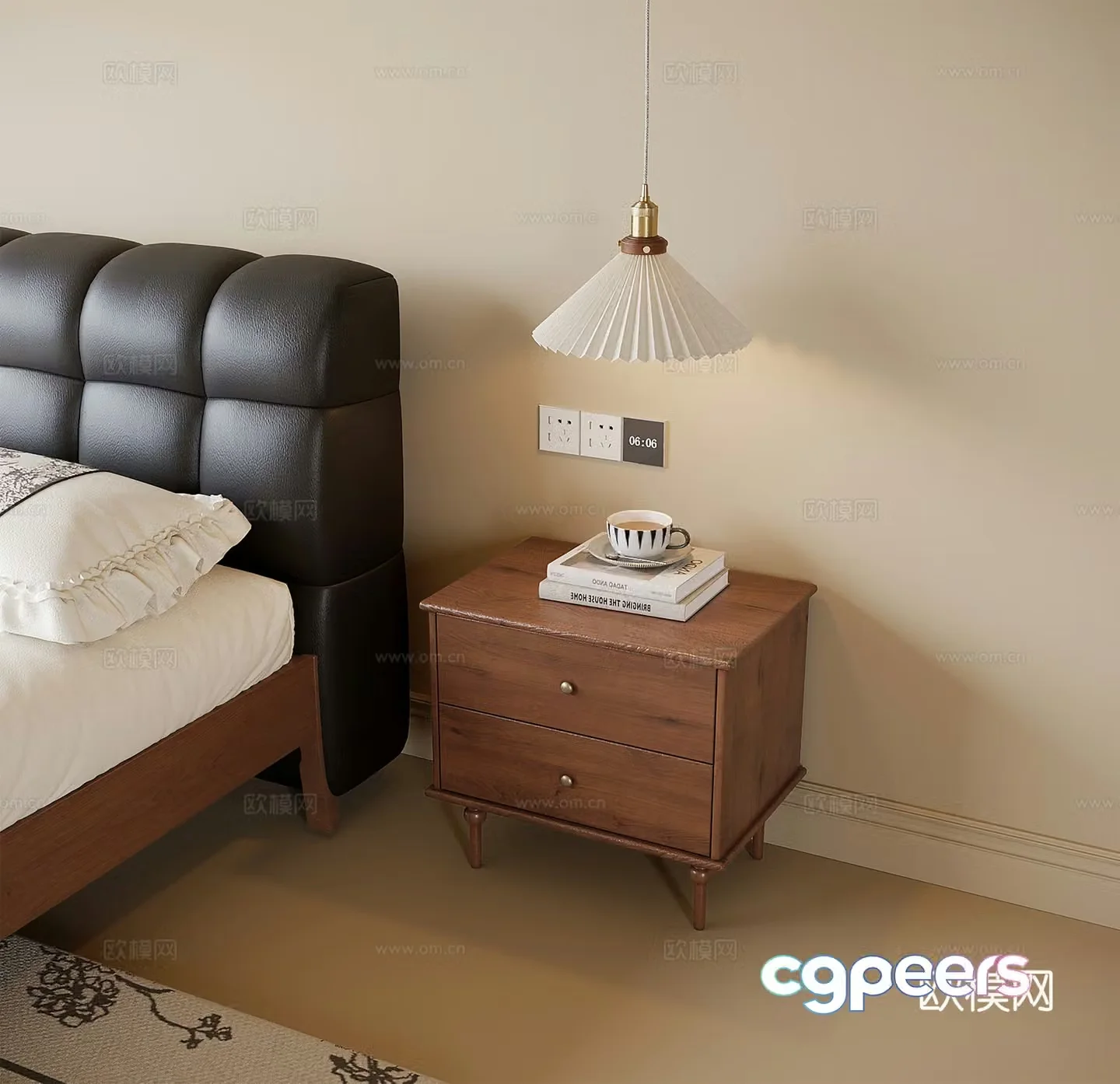 French bedside table bedside chandelier 3d model