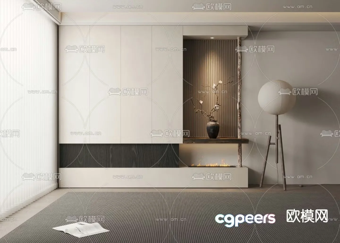 Wabi-sabi entrance cabinet partition cabinet decorative cabinet 3D model