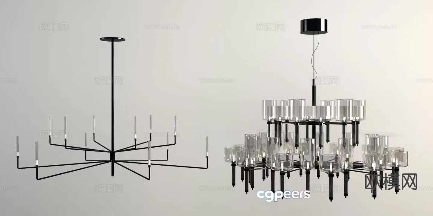 Modern glass chandelier multi-head chandelier 3d model