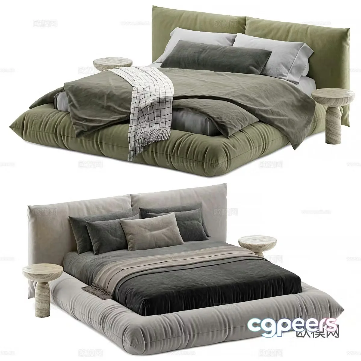 Modern Italian MOG ALBA fabric double bed 3D model