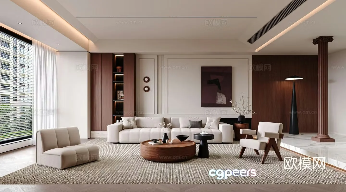 Middle-aged living room 3d model
