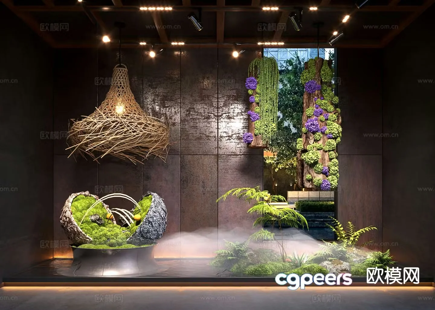 New Chinese style interior landscape 3D model