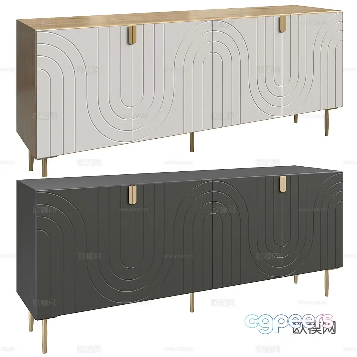Modern Italian cream-air TV cabinet 3d model