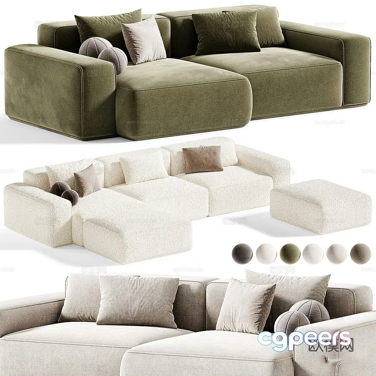 Modern fabric sofa corner sofa 3d model