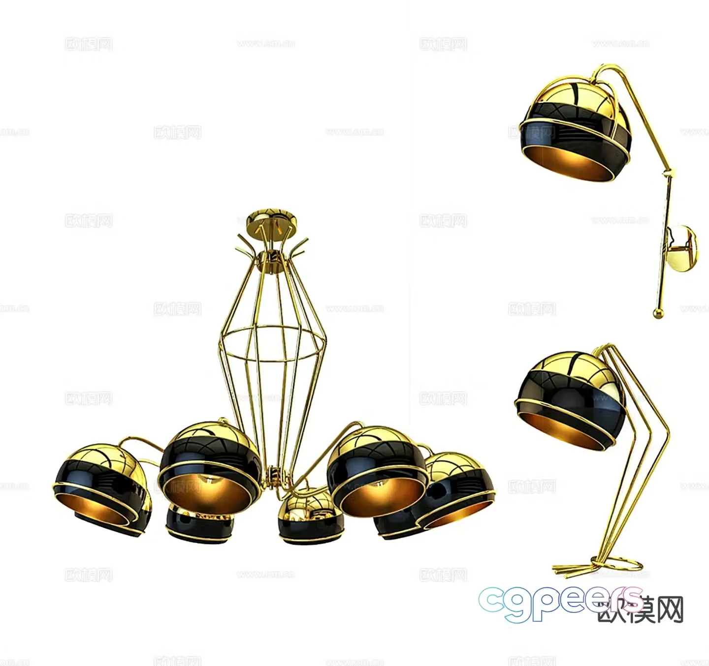 Light luxury chandelier multi-head chandelier table lamp 3D model