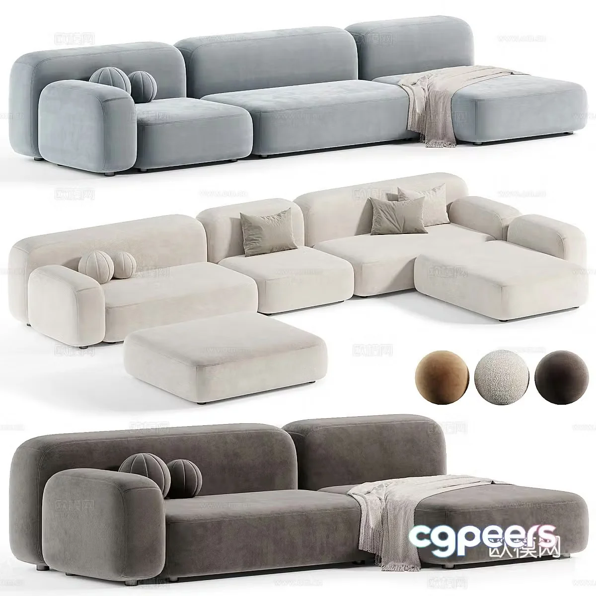 Modern Ribble Combination Sofa 3d Model